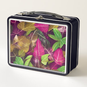 Beautiful Autumn Fall Leaves Pattern  Metal Lunch Box