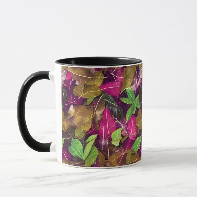 Beautiful Autumn Fall Leaves Pattern  Mug (Left)