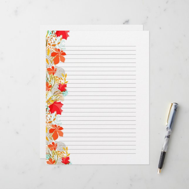 Beautiful Autumn Fall Leaves - Stationery Paper (Front/Back In Situ)