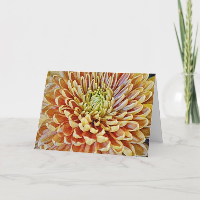 Beautiful Autumn Fall Mum Flower Art Note Card (Front)
