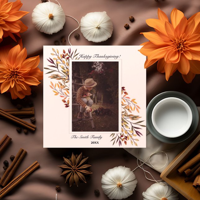 Beautiful Autumn Foliage Thanksgiving Photo (Cozy Autumn Happy Thanksgiving)