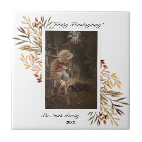 Beautiful Autumn Foliage Thanksgiving Photo Ceramic Tile