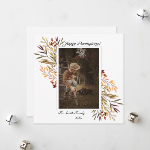 Beautiful Autumn Foliage Thanksgiving Photo Holiday Card