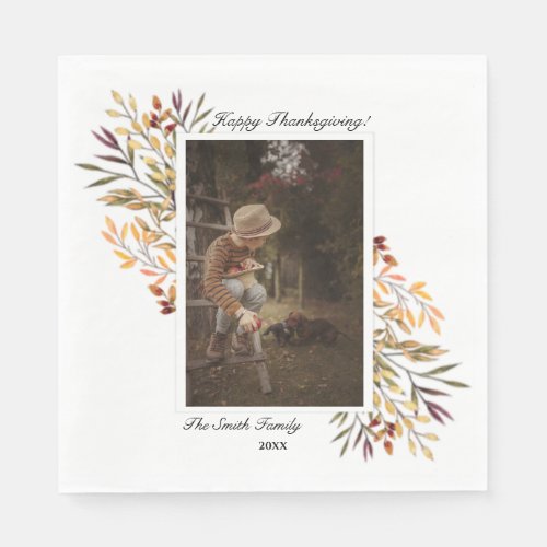 Beautiful Autumn Foliage Thanksgiving Photo Napkins