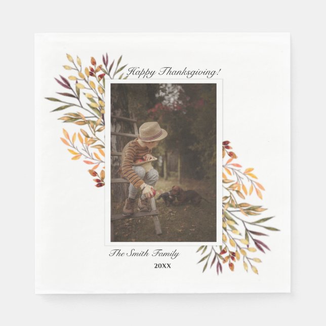 Beautiful Autumn Foliage Thanksgiving Photo Napkins (Front)