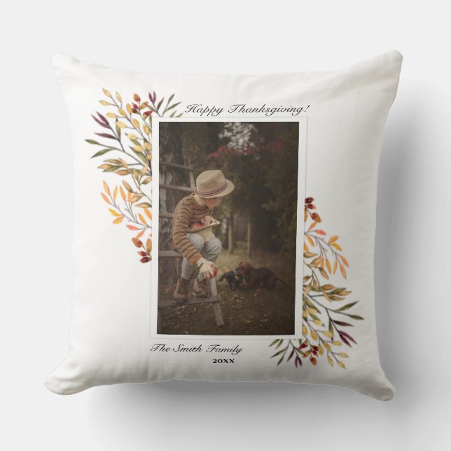 Beautiful Autumn Foliage Thanksgiving Photo Throw Pillow (Front)