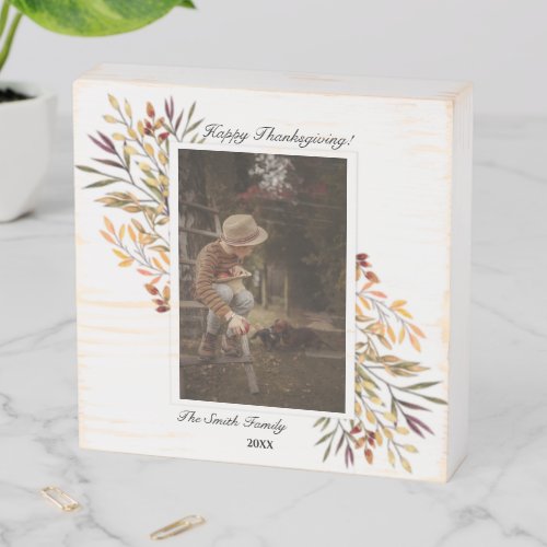 Beautiful Autumn Foliage Thanksgiving Photo Wooden Box Sign