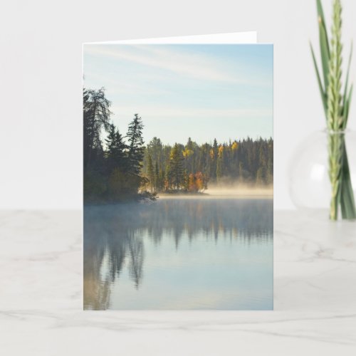 Beautiful autumn lake greeting card