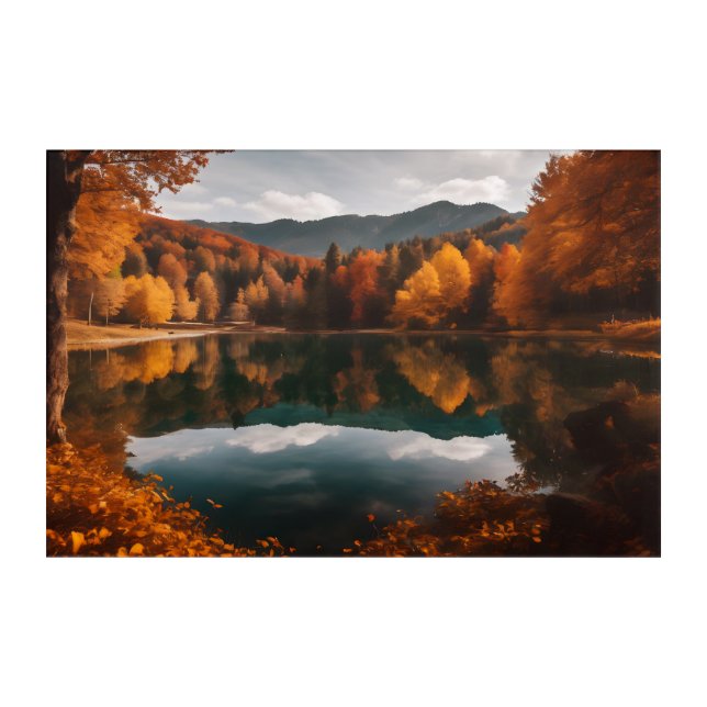 Beautiful autumn landscape with colorful trees  acrylic print (Front)