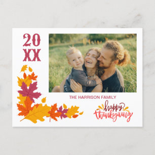 Beautiful Autumn Leave Happy Thanksgiving Photo Postcard