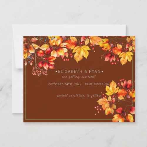 Beautiful Autumn Leaves and Berries Fall Wedding S Save The Date
