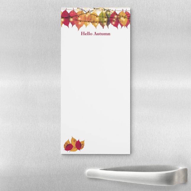  Beautiful Autumn Leaves Firefly Lights Template Magnetic Notepad (In Situ)