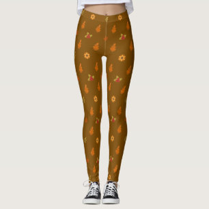 Beautiful Autumn Leaves Flowers Pattern Girly Leggings
