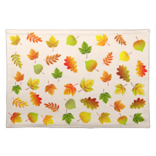 Beautiful Autumn Leaves on Light Beige Cloth Placemat