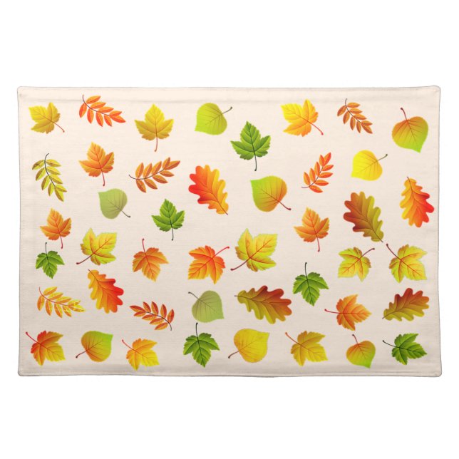 Beautiful Autumn Leaves on Light Beige Cloth Placemat (Front)