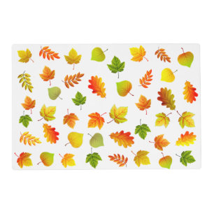 Beautiful Autumn Leaves on White Placemat
