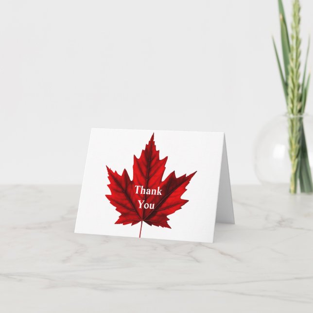 Beautiful Autumn Maple Leaf Letterpress Thank You Card (Front)