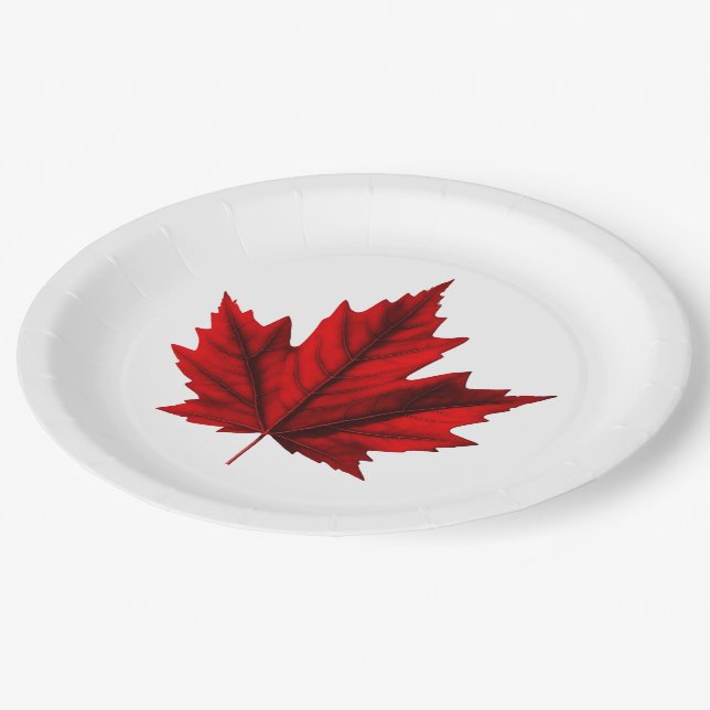 Beautiful Autumn Maple Leaf Paper Plates (Angled)