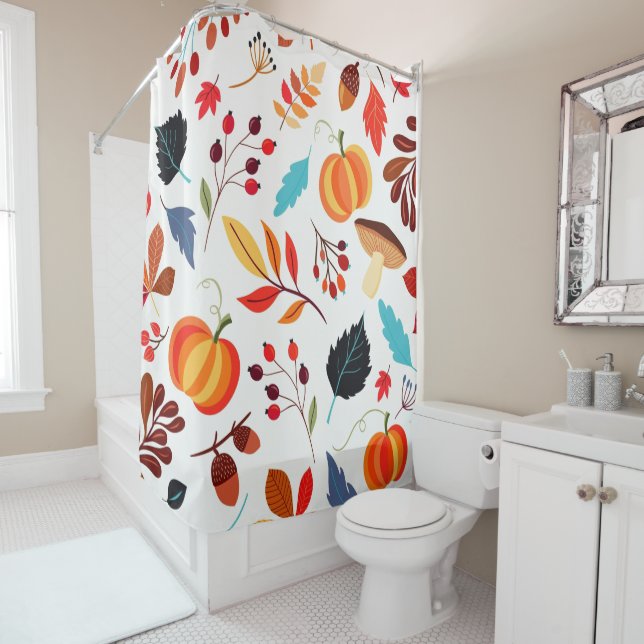 Beautiful Autumn Pattern Shower Curtain (In Situ)