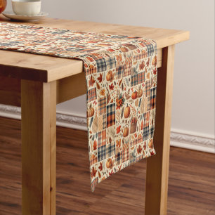 Beautiful Autumn Plaid Short Table Runner