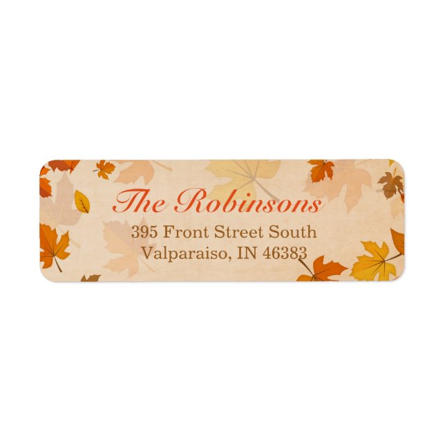 Beautiful Autumn Red and Gold Maple Leaves Label (Front)