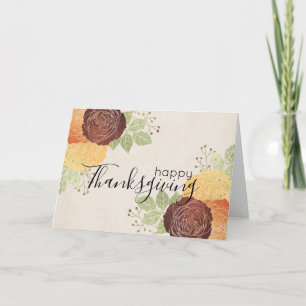 Beautiful Autumn Roses - Happy Thanksgiving Card