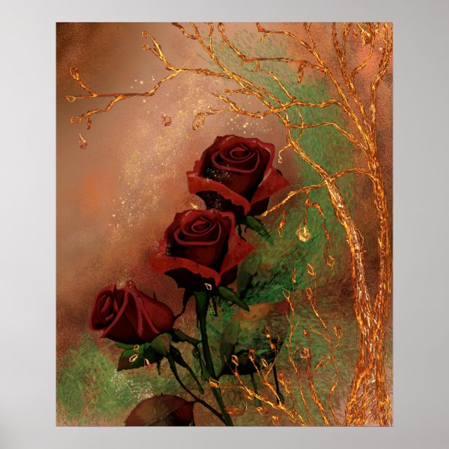 Beautiful Autumn Roses Poster (Front)