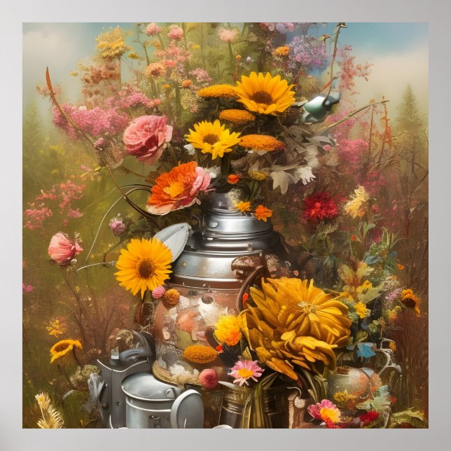 Beautiful autumn sunflowers wildflowers  poster (Front)