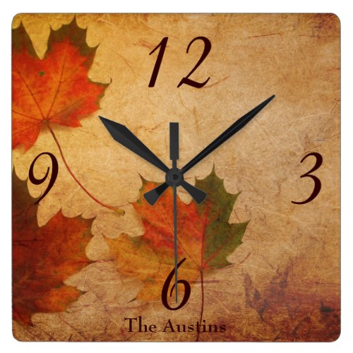 Beautiful Autumn Theme Square Wall Clock