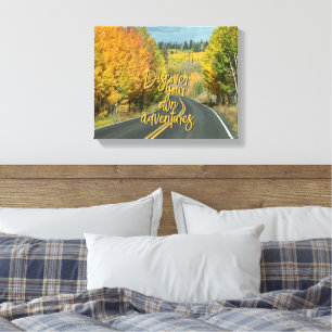 Beautiful Autumn Tree Lined Winding Road Photo Canvas Print