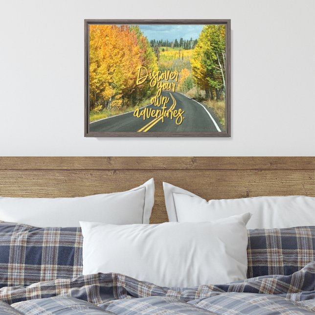 Beautiful Autumn Tree Lined Winding Road Photo Canvas Print (Insitu(Bedroom))