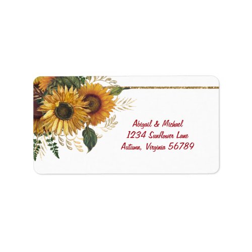 Beautiful Autumn Yellow Sunflowers Address Label