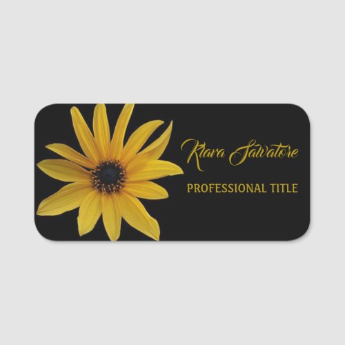 Beautiful Awesome Black Yellow Sunflower Name Tag