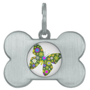 Beautiful Aziza Butterfly Wing Whimsy Blossoms Pet Tag