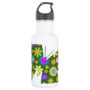 Beautiful Aziza Butterfly Wing Whimsy Blossoms Water Bottle