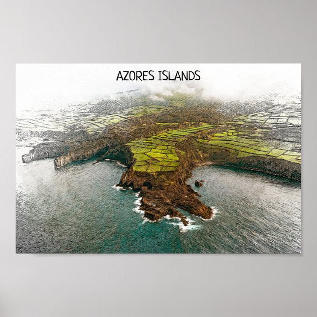 Beautiful Azores Islands Coastline view Poster (Front)