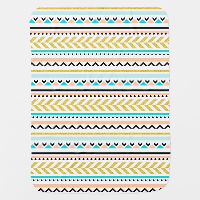 Beautiful Aztec Inspired Geometric Pattern Stroller Blanket (Front)
