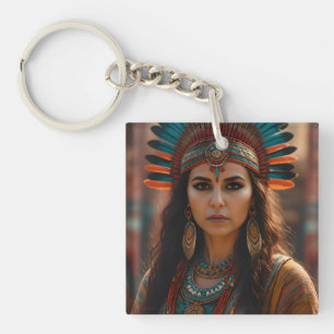Beautiful Aztec woman Keychain
