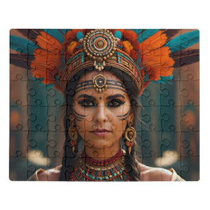 Beautiful Aztec woman portrait Jigsaw Puzzle