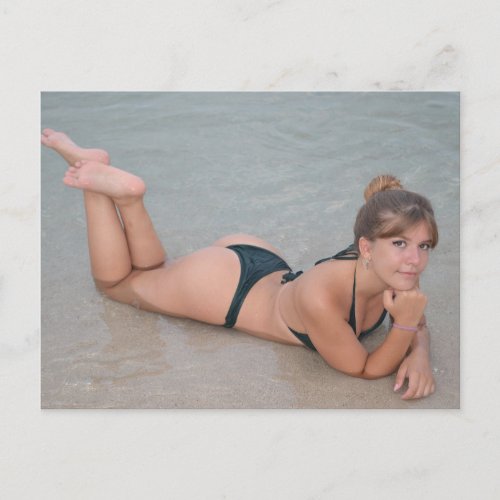 Beautiful Babe Bikini Ocean Beach Postcard