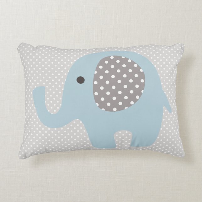 Beautiful Baby Blue Elephant Decorative Pillow (Front)