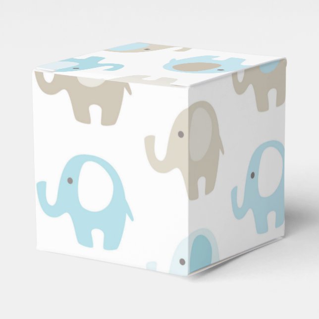Beautiful Baby Blue Elephants Favor Boxes (Front Side)