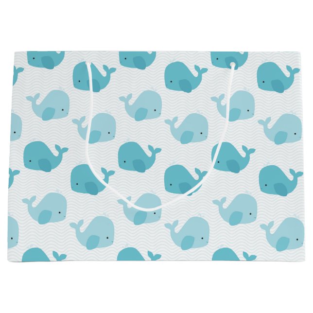 Beautiful Baby Blue Whales Large Gift Bag (Front)