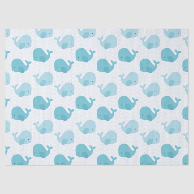 Beautiful Baby Blue Whales Tissue Paper (Front)