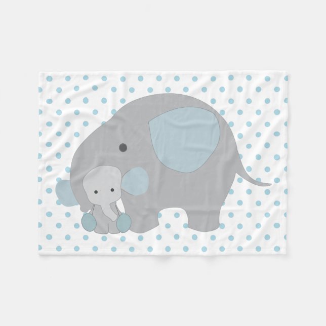 Beautiful Baby Boy Blue Elephant Fleece Blanket (Front (Horizontal))