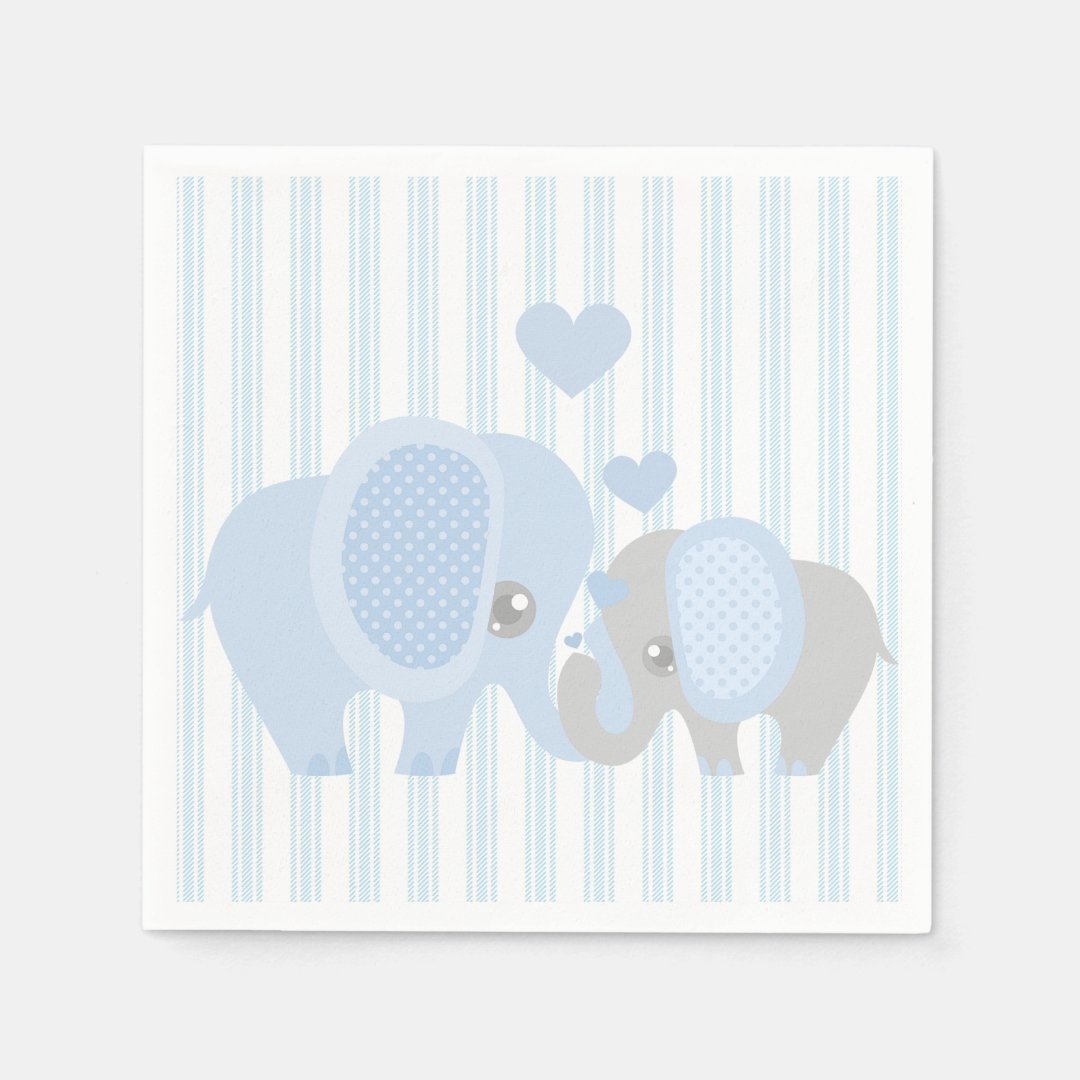 Beautiful Baby Boy Blue Elephant Paper Napkins Zazzle