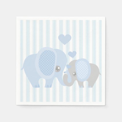 Beautiful Baby Boy Blue Elephant Paper Napkins