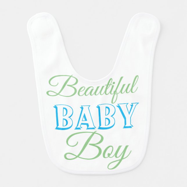 Beautiful Baby Boy Blue Green Bib (Front)