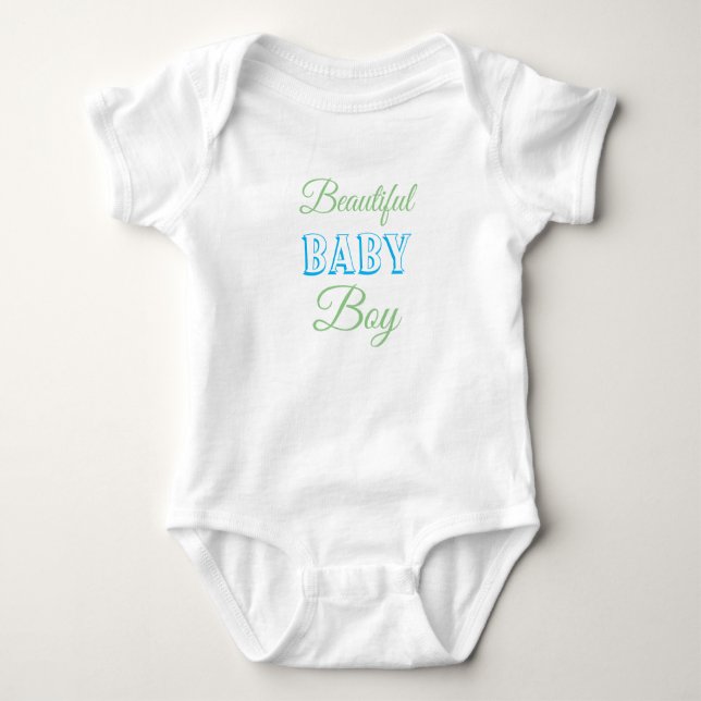 Beautiful Baby Boy Blue Sage Green Bodysuit (Front)