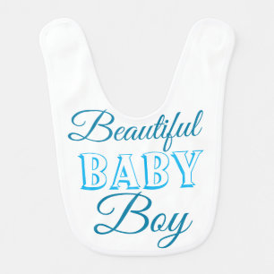 Beautiful Baby Boy Blue White Bib
